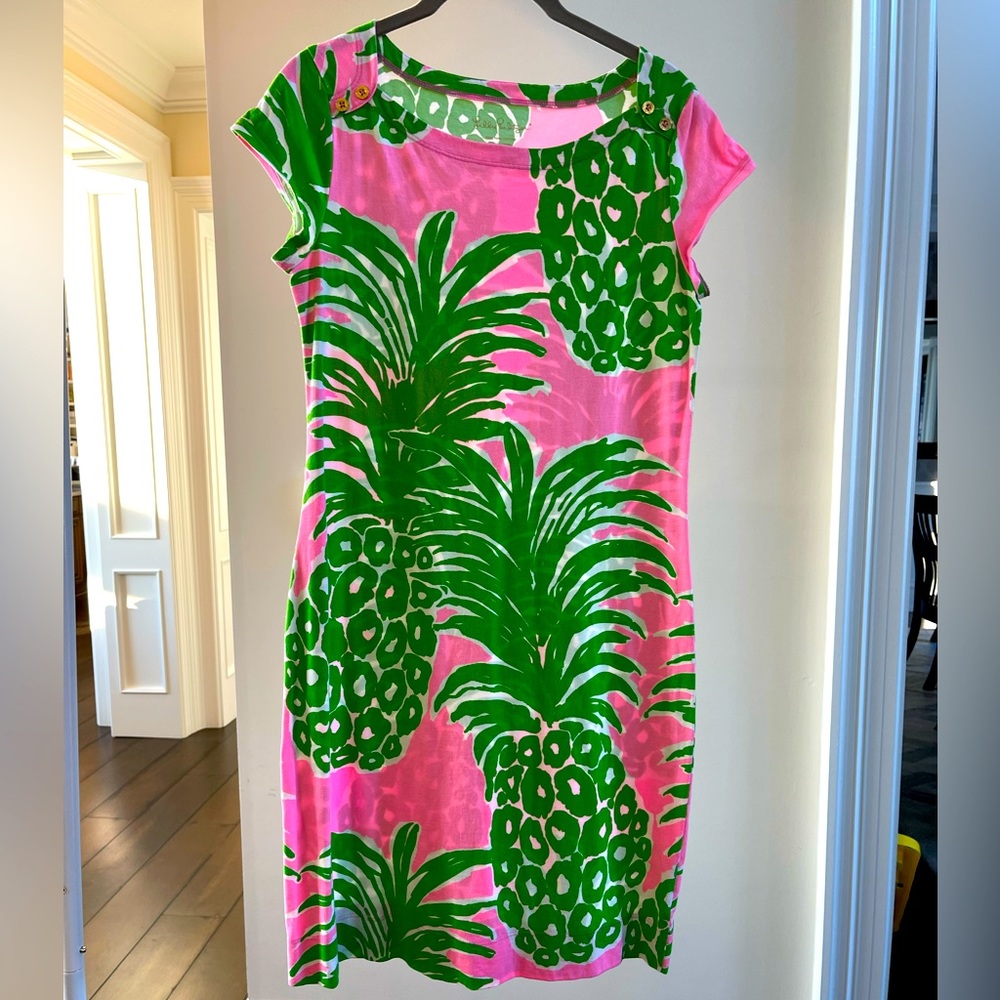Lilly Pulitzer Pink and Green Pineapple Dress Cover Up Small